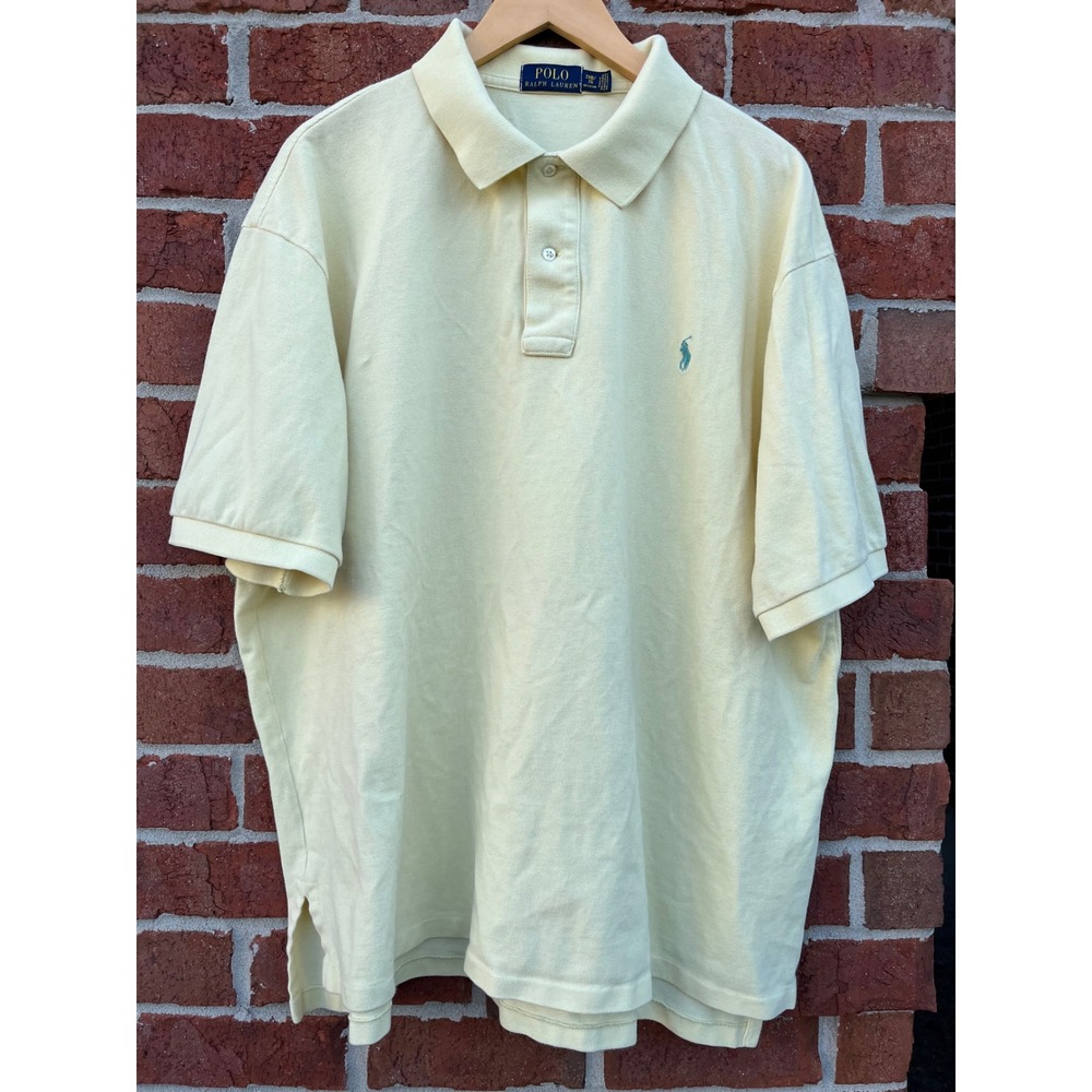 Polo Ralph Lauren Mens 2XB Big Pale Yellow Short Sleeve Cotton Pique Polo Shirt
